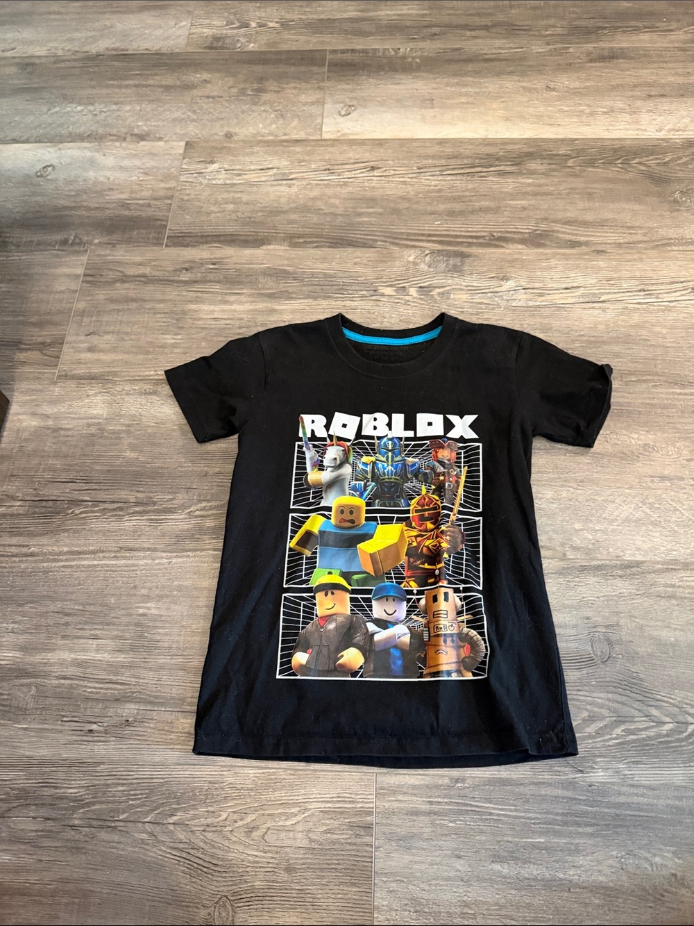 Roblox Kids Short Sleeve Tee in Black with Teal Trim